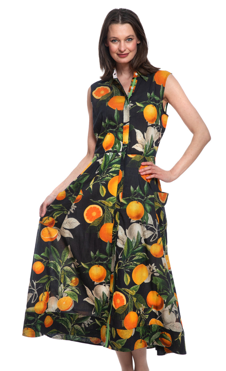 Black Oranges Sleeveless Dress XS