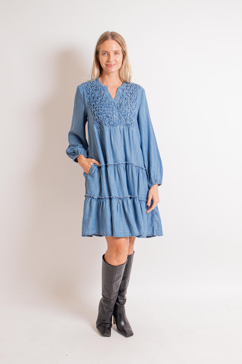 Denim Tencel Midi Dress M