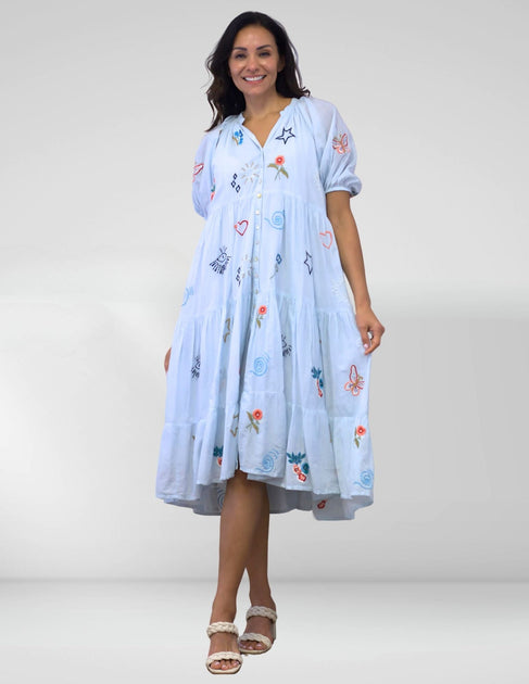 kyla seo denim dress Caite and Kyla Seo Leaf Boutique