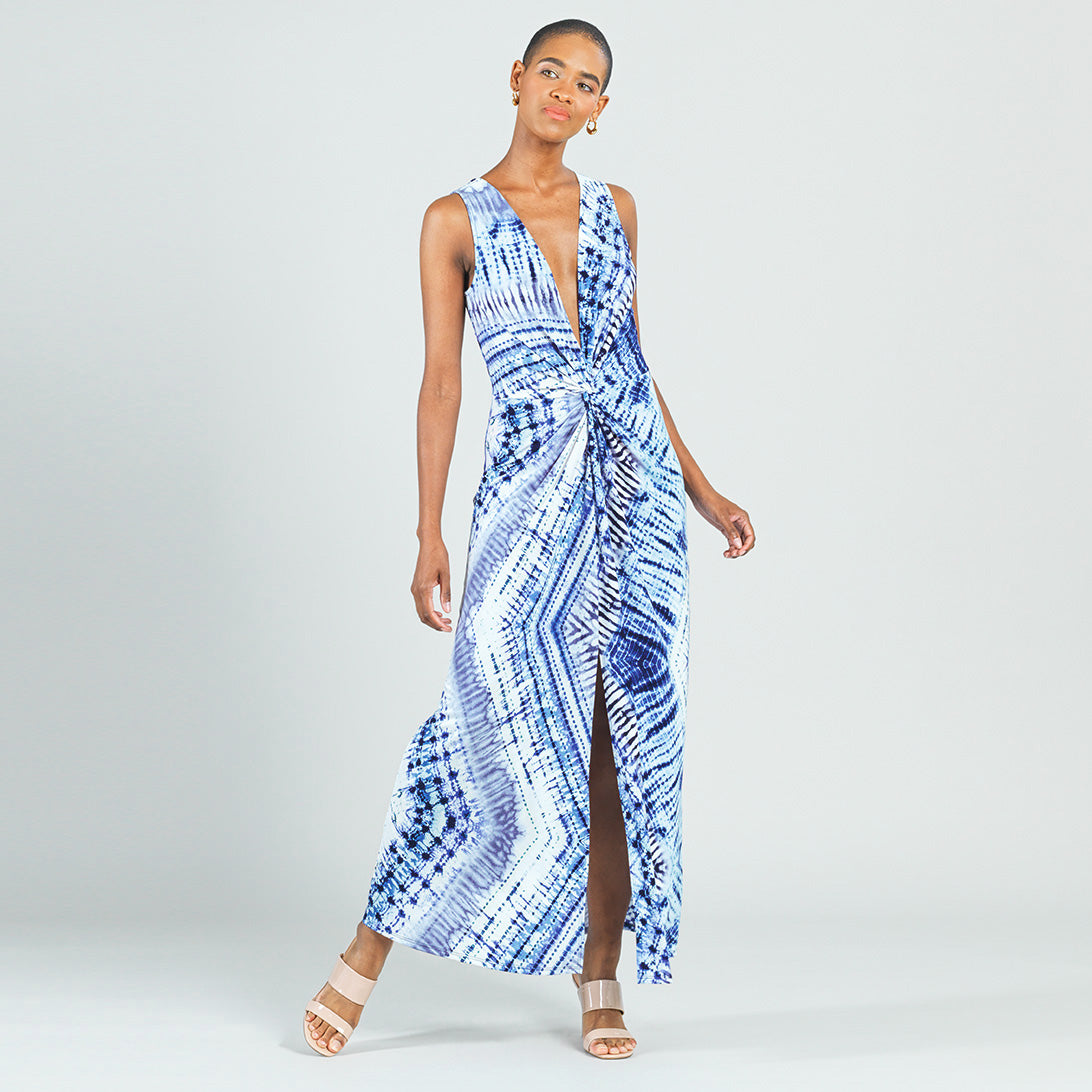acid wash maxi dress Acid Wash Center Slit Maxi Dress M