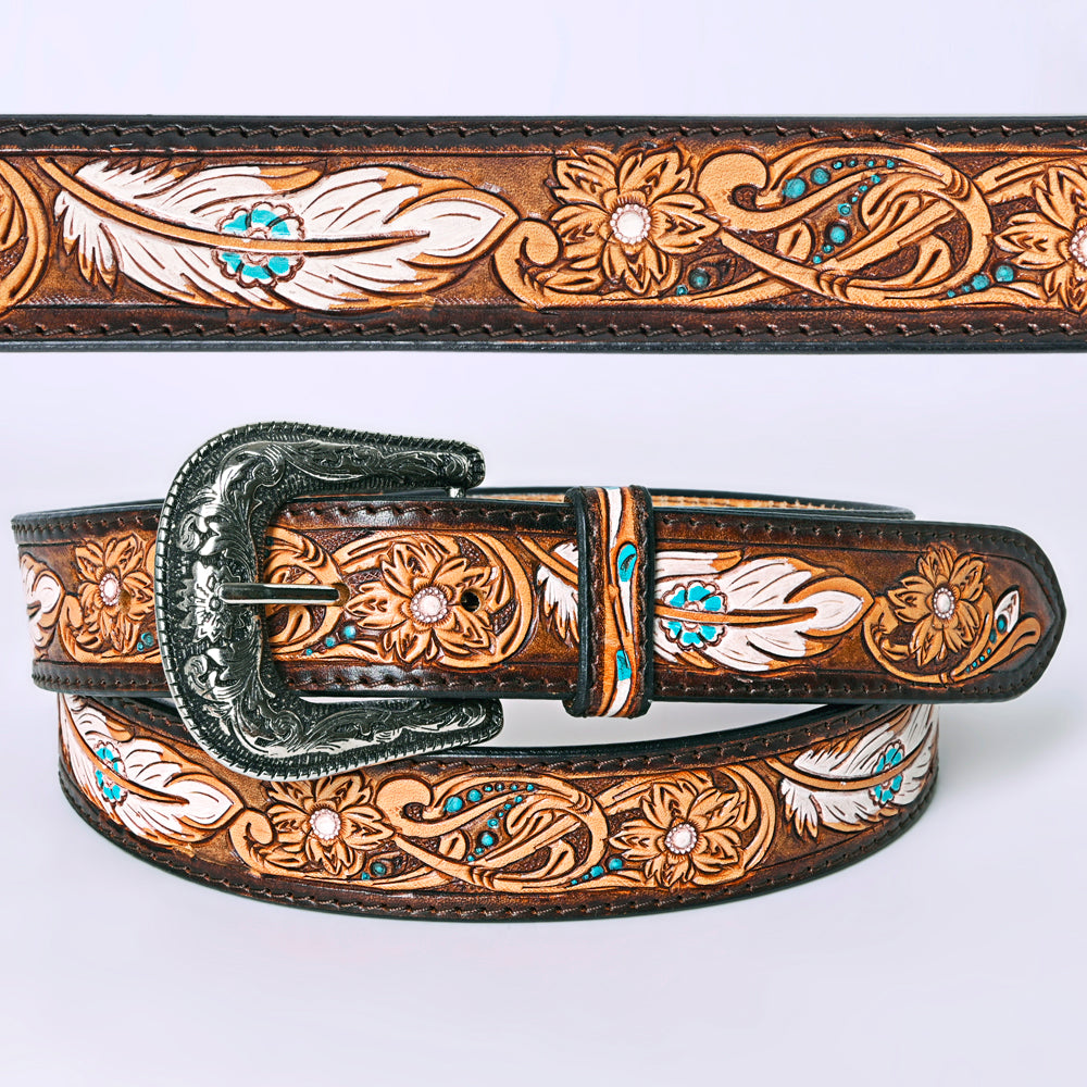 Vintage Something French Paris Feather Leather Belt Multiple Colors 32/80 Painted Feather Belt A1533602 - Parts Unknown main image 2