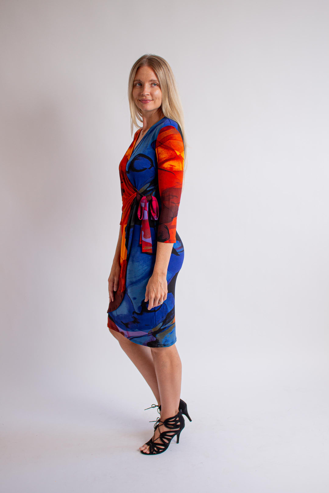Royal Blue/ Orange Wrap Dress 8