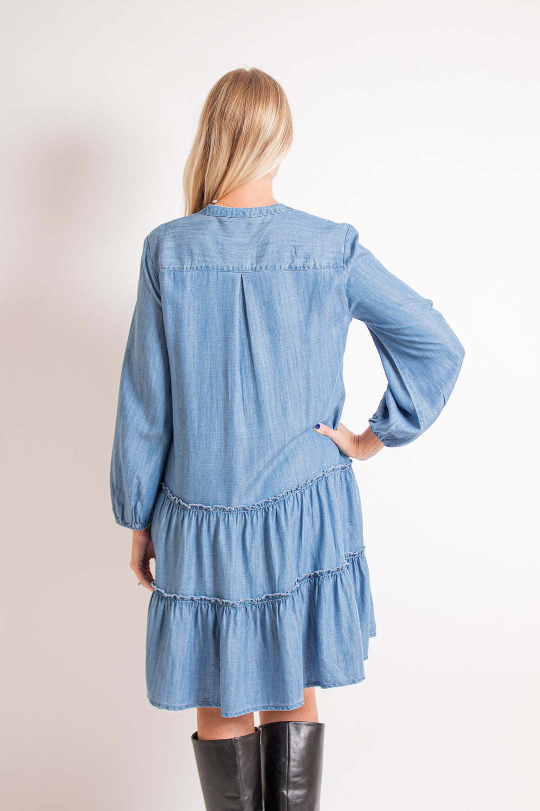 Denim Tencel Midi Dress M