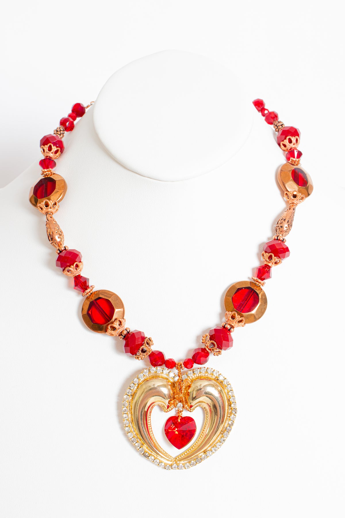Romantic Yellow Gold Heart Pendant and Earrings Set