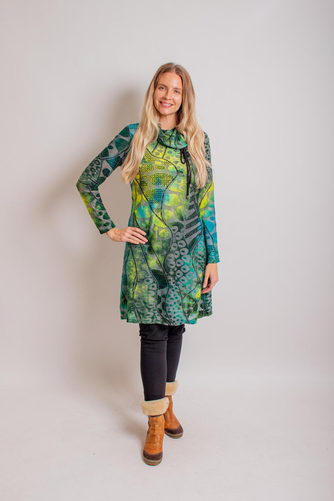 Green Abstract Midi Dress – Cynthia Elliot Boutique