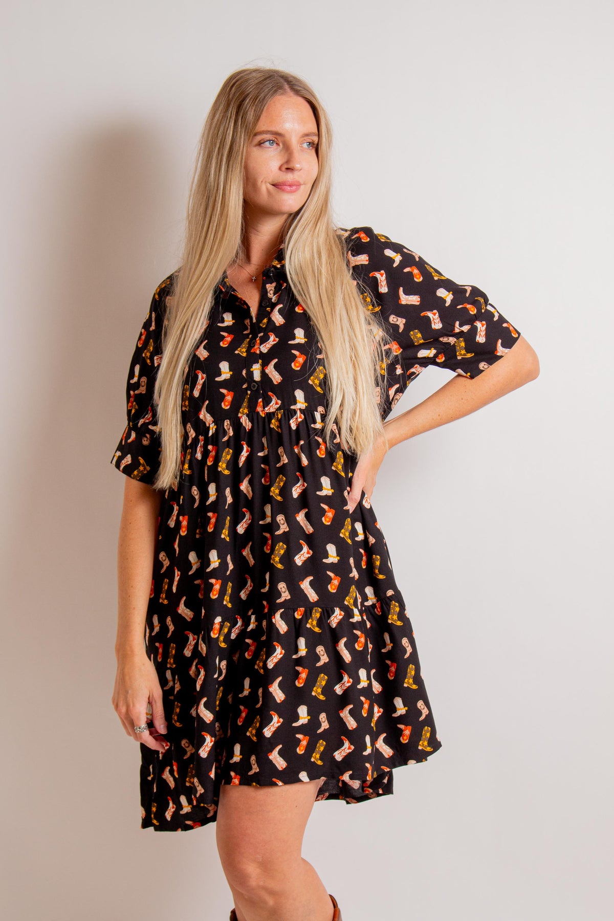 black western midi dress WESTERN EDGE Black SWEATER KNIT MIDI DRESS, Black / M