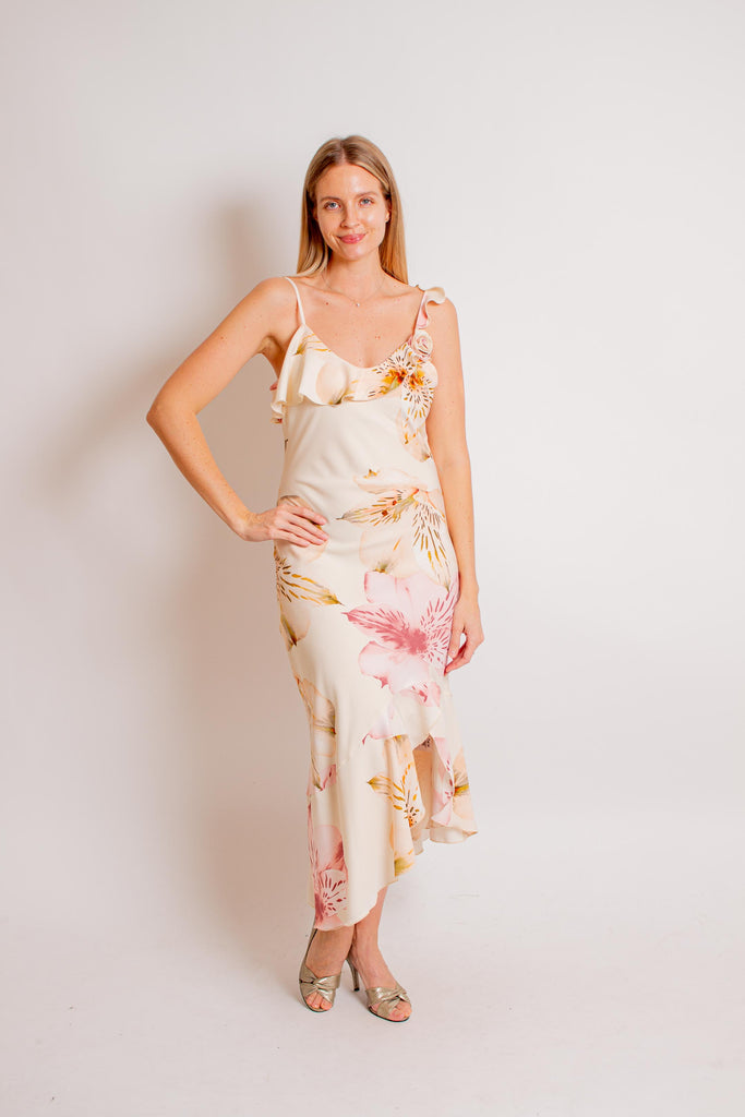 peach floral midi dress Peach/ Pink Floral Midi Dress 6