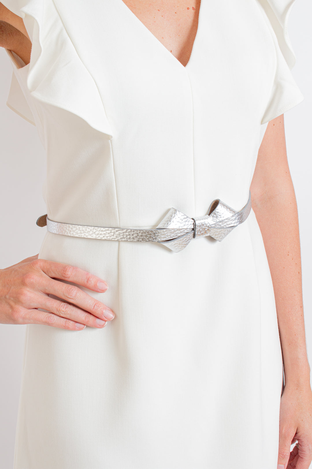 silver belt for dress Thin Metallic Silver Belt w/ Bow – Cynthia Elliot Boutique