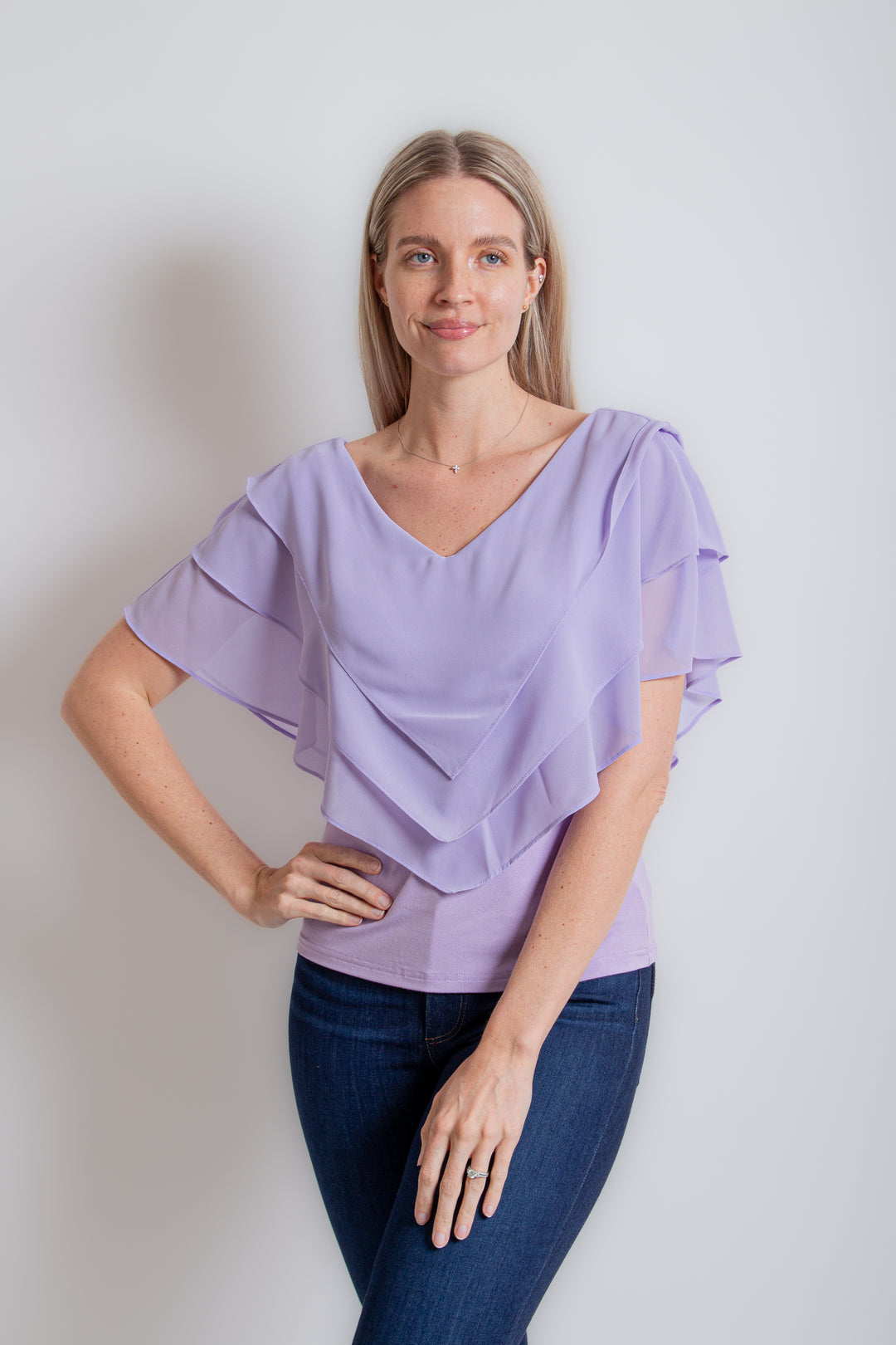 lavender ruffle top