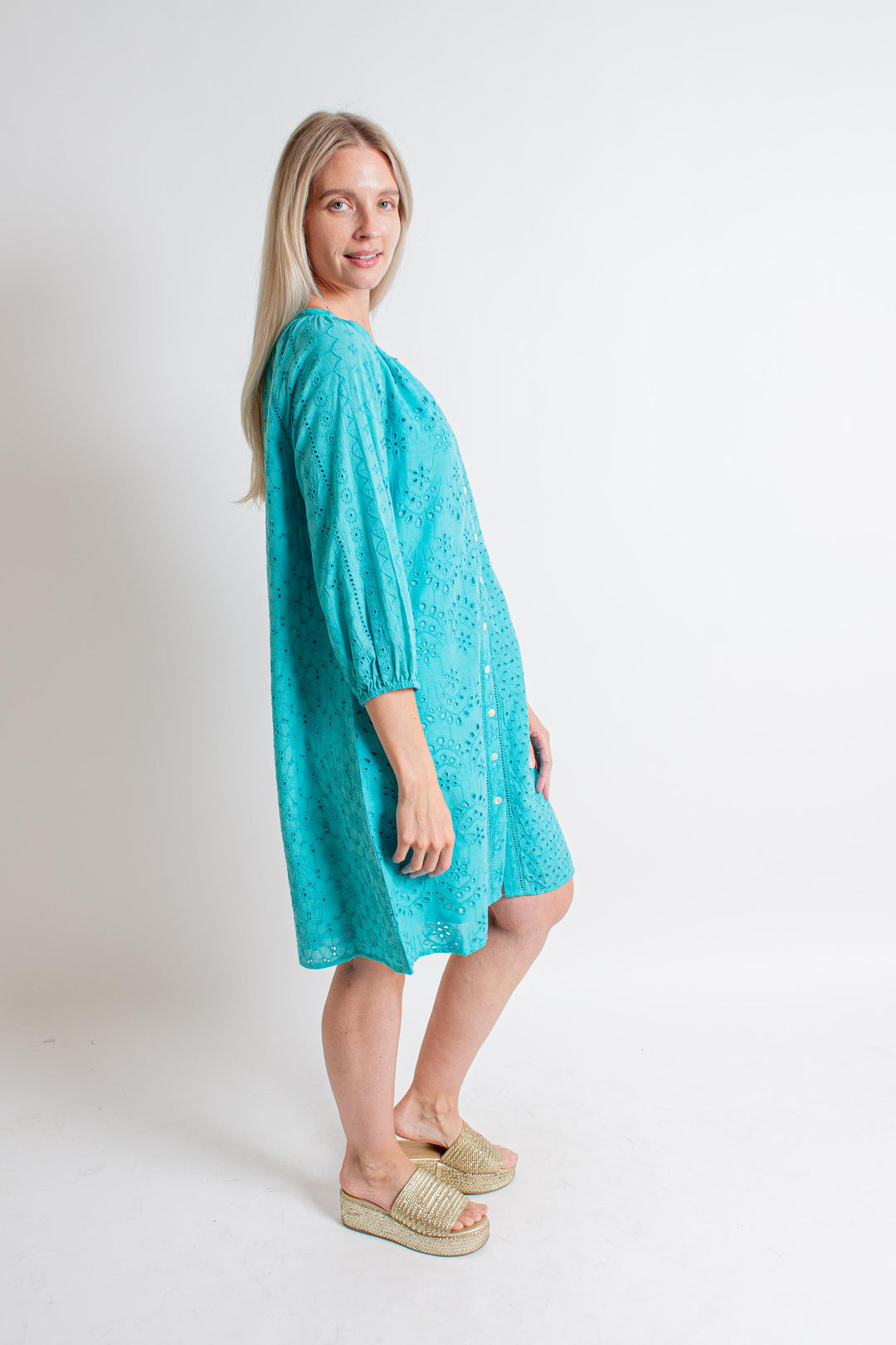turquoise blue midi dress Beaded Paloma Midi Dress in Turquoise L