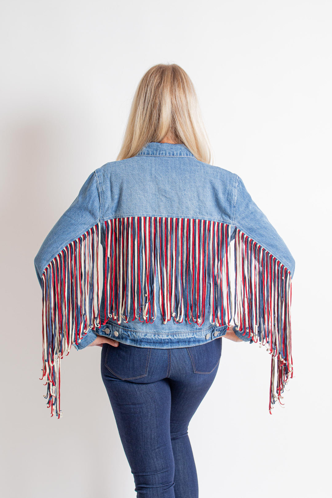 Denim Jacket with Red Fringe – Cynthia Elliot Boutique
